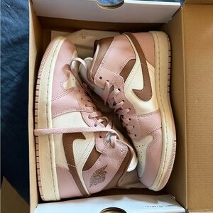 Nike Air Jordan 1 Mid in Pink and Cream